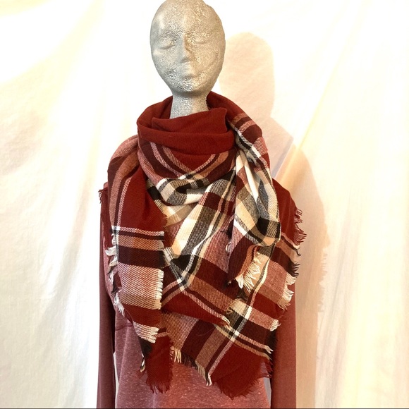 Burgundy Blanket Scarf - Picture 9 of 9